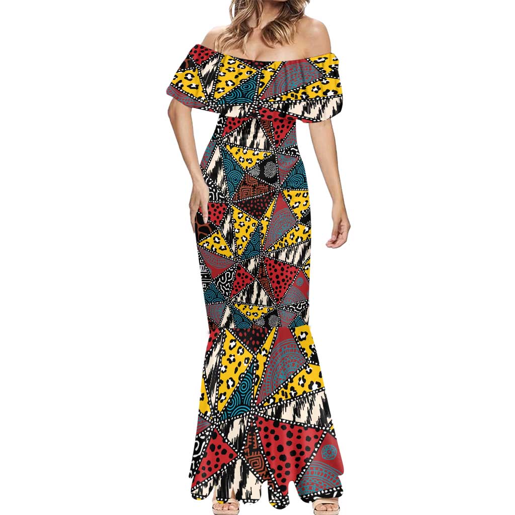 Wild Animal Skins Mermaid Dress Triangles Pattern Afro Pattern Style - Wonder Print Shop