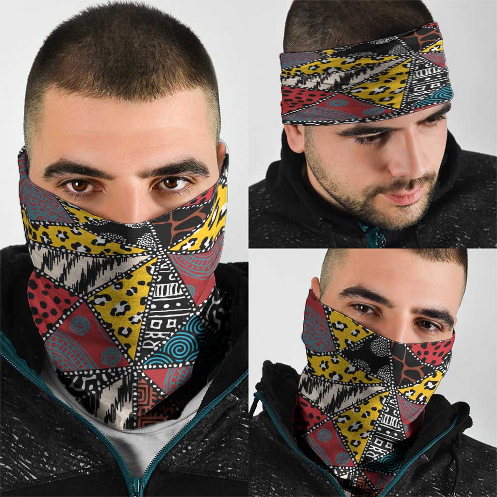 Wild Animal Skins Neck Gaiter Triangles Pattern Afro Pattern Style - Wonder Print Shop