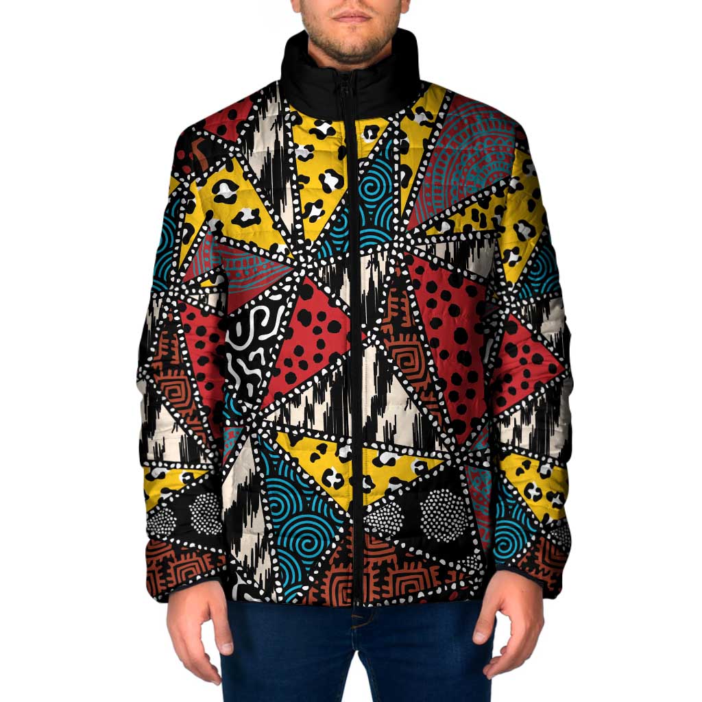 Wild Animal Skins Padded Jacket Triangles Pattern Afro Pattern Style - Wonder Print Shop