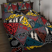Wild Animal Skins Quilt Bed Set Triangles Pattern Afro Pattern Style - Wonder Print Shop