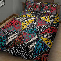 Wild Animal Skins Quilt Bed Set Triangles Pattern Afro Pattern Style - Wonder Print Shop