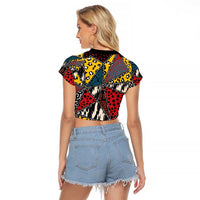 Wild Animal Skins Raglan Cropped T Shirt Triangles Pattern Afro Pattern Style - Wonder Print Shop