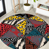 Wild Animal Skins Round Carpet Triangles Pattern Afro Pattern Style - Wonder Print Shop