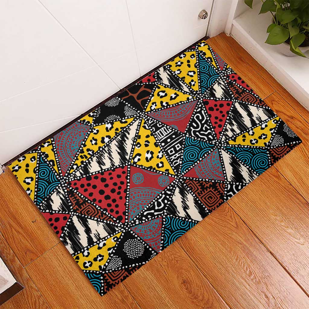 Wild Animal Skins Rubber Doormat Triangles Pattern Afro Pattern Style - Wonder Print Shop