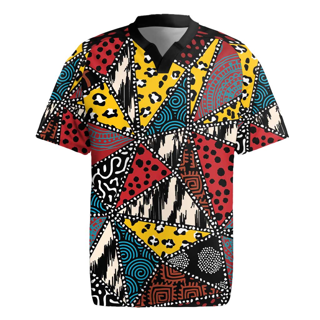 Wild Animal Skins Rugby Jersey Triangles Pattern Afro Pattern Style - Wonder Print Shop