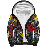 Wild Animal Skins Sherpa Hoodie Triangles Pattern Afro Pattern Style - Wonder Print Shop