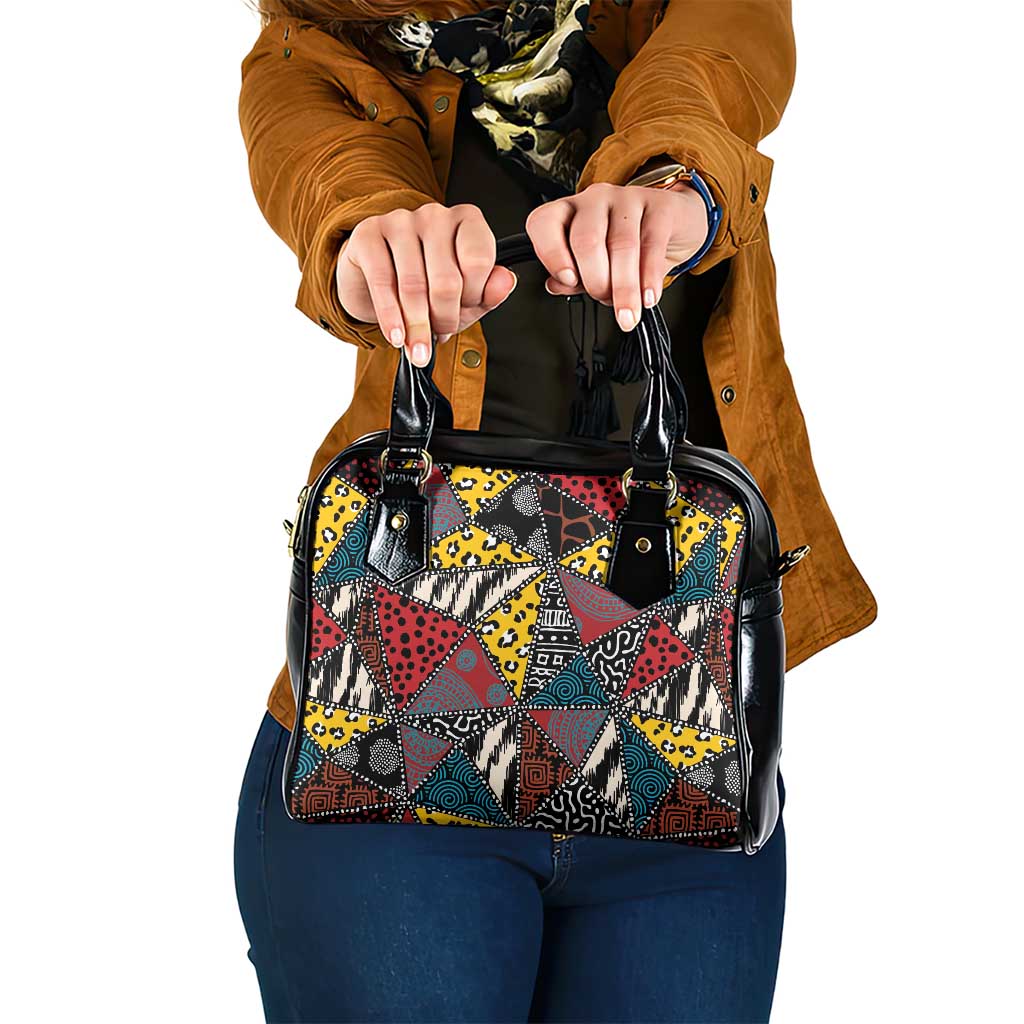 Wild Animal Skins Shoulder Handbag Triangles Pattern Afro Pattern Style - Wonder Print Shop