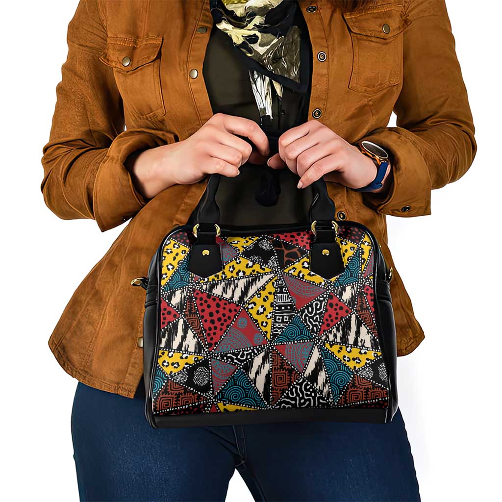 Wild Animal Skins Shoulder Handbag Triangles Pattern Afro Pattern Style - Wonder Print Shop