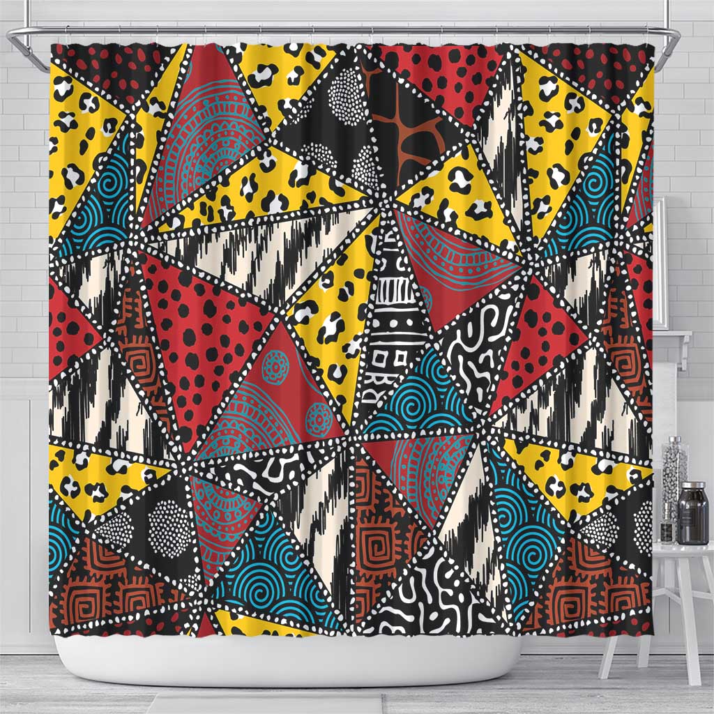 Wild Animal Skins Shower Curtain Triangles Pattern Afro Pattern Style - Wonder Print Shop