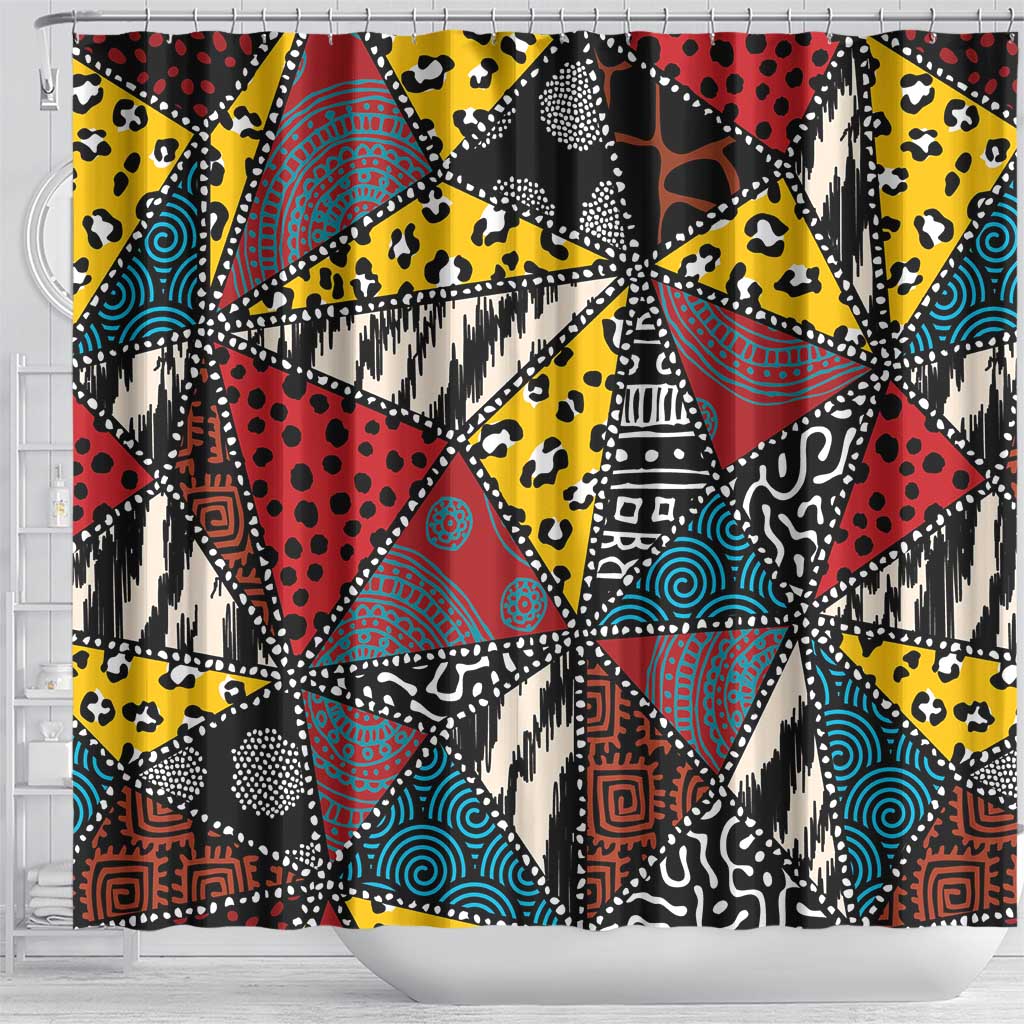 Wild Animal Skins Shower Curtain Triangles Pattern Afro Pattern Style - Wonder Print Shop