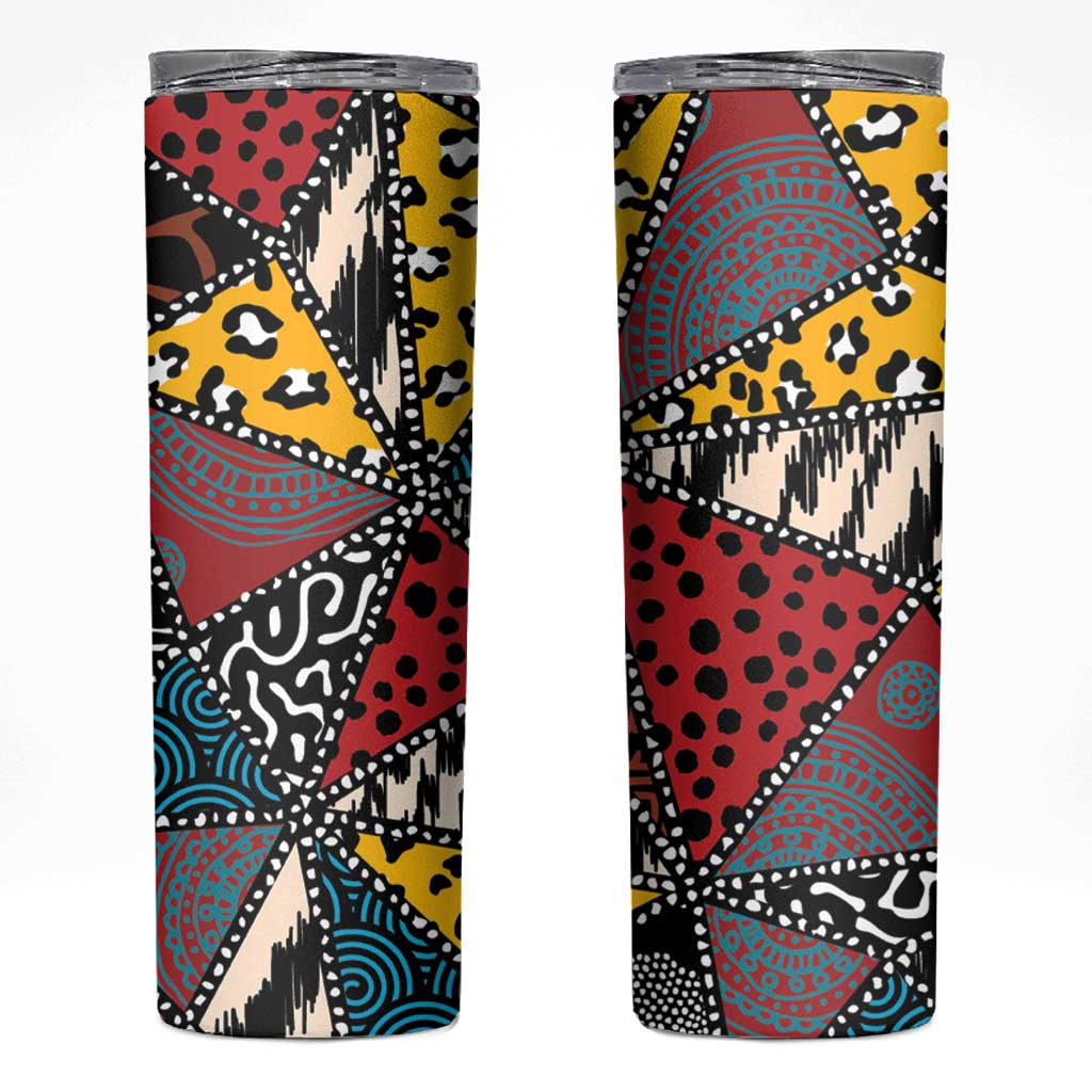 Wild Animal Skins Skinny Tumbler Triangles Pattern Afro Pattern Style - Wonder Print Shop