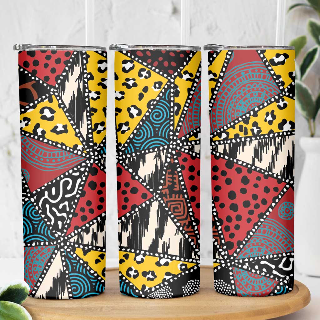 Wild Animal Skins Skinny Tumbler Triangles Pattern Afro Pattern Style - Wonder Print Shop
