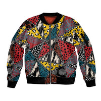 Wild Animal Skins Sleeve Zip Bomber Jacket Triangles Pattern Afro Pattern Style - Wonder Print Shop