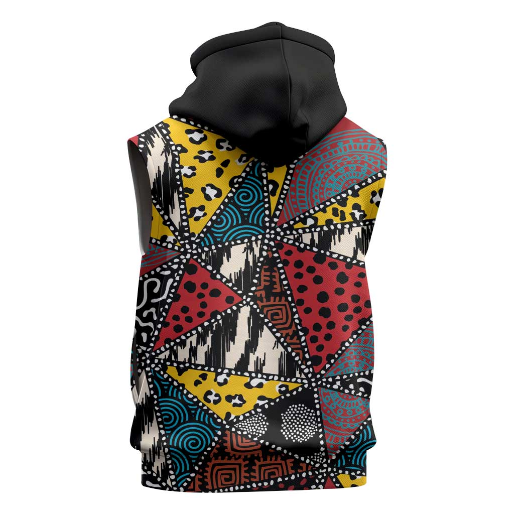 Wild Animal Skins Sleeveless Hoodie Triangles Pattern Afro Pattern Style - Wonder Print Shop