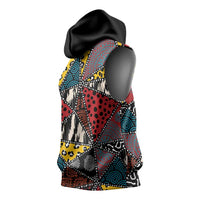 Wild Animal Skins Sleeveless Hoodie Triangles Pattern Afro Pattern Style - Wonder Print Shop