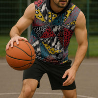 Wild Animal Skins Sleeveless Hoodie Triangles Pattern Afro Pattern Style - Wonder Print Shop