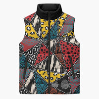 Wild Animal Skins Sleeveless Puffer Jacket Triangles Pattern Afro Pattern Style - Wonder Print Shop