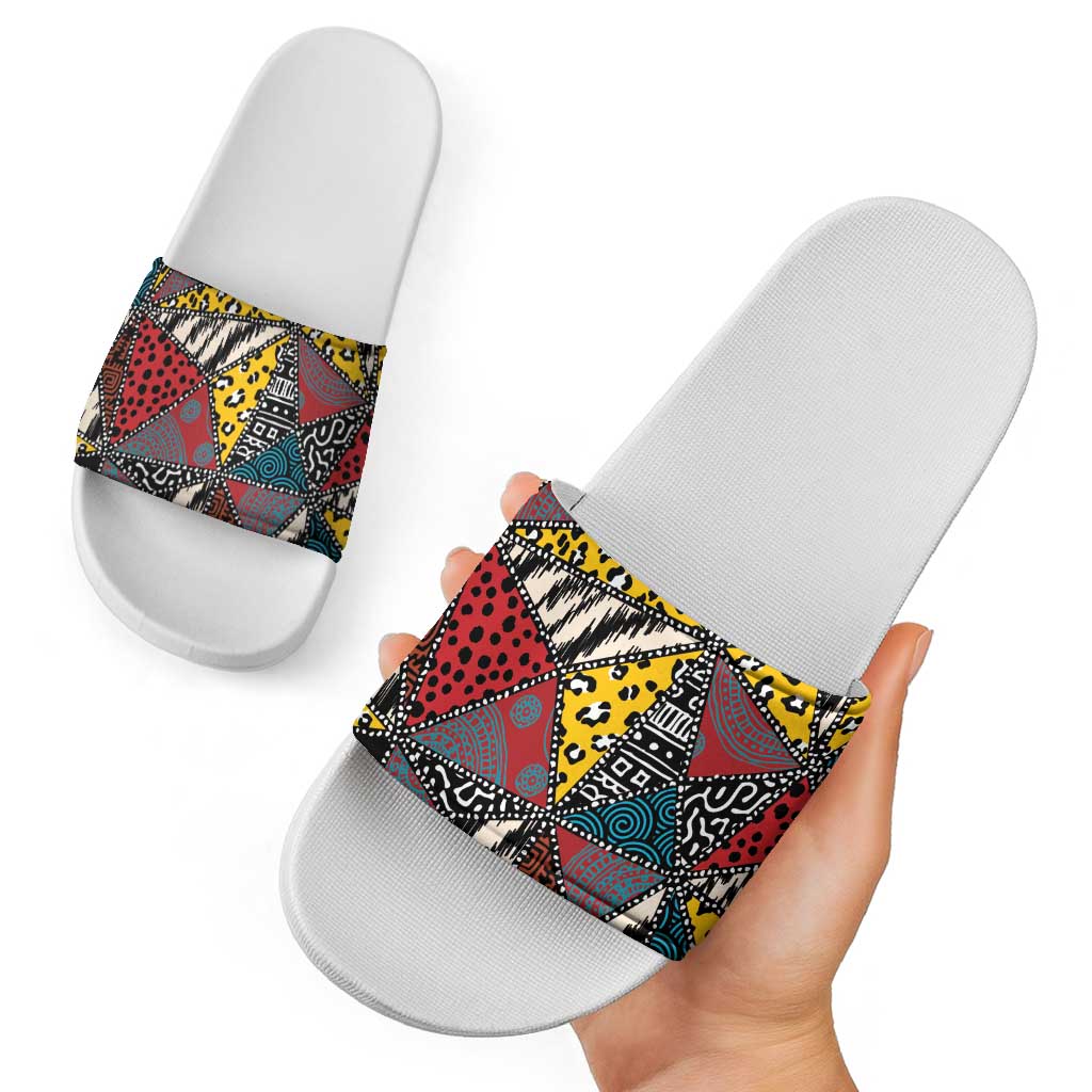 Wild Animal Skins Slide Sandals Triangles Pattern Afro Pattern Style - Wonder Print Shop