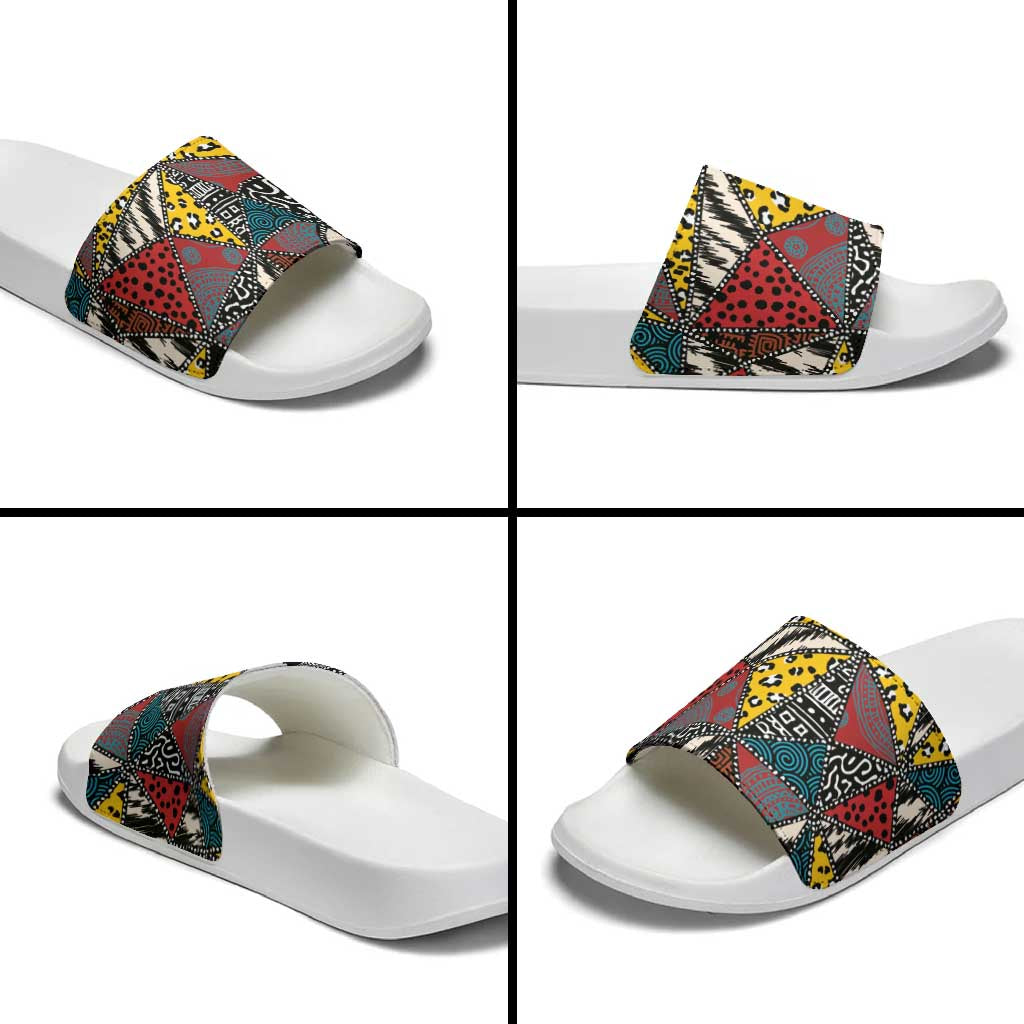 Wild Animal Skins Slide Sandals Triangles Pattern Afro Pattern Style - Wonder Print Shop