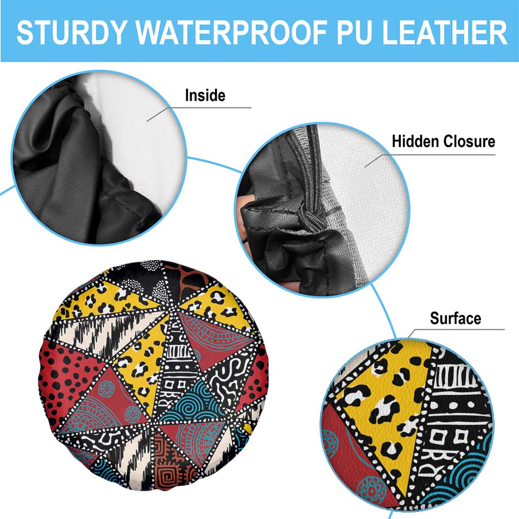 Wild Animal Skins Spare Tire Cover Triangles Pattern Afro Pattern Style - Wonder Print Shop
