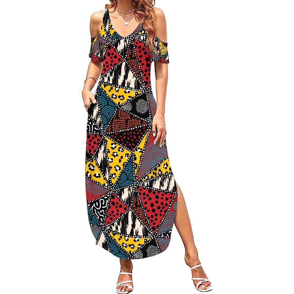 Wild Animal Skins Summer Maxi Dress Triangles Pattern Afro Pattern Style - Wonder Print Shop