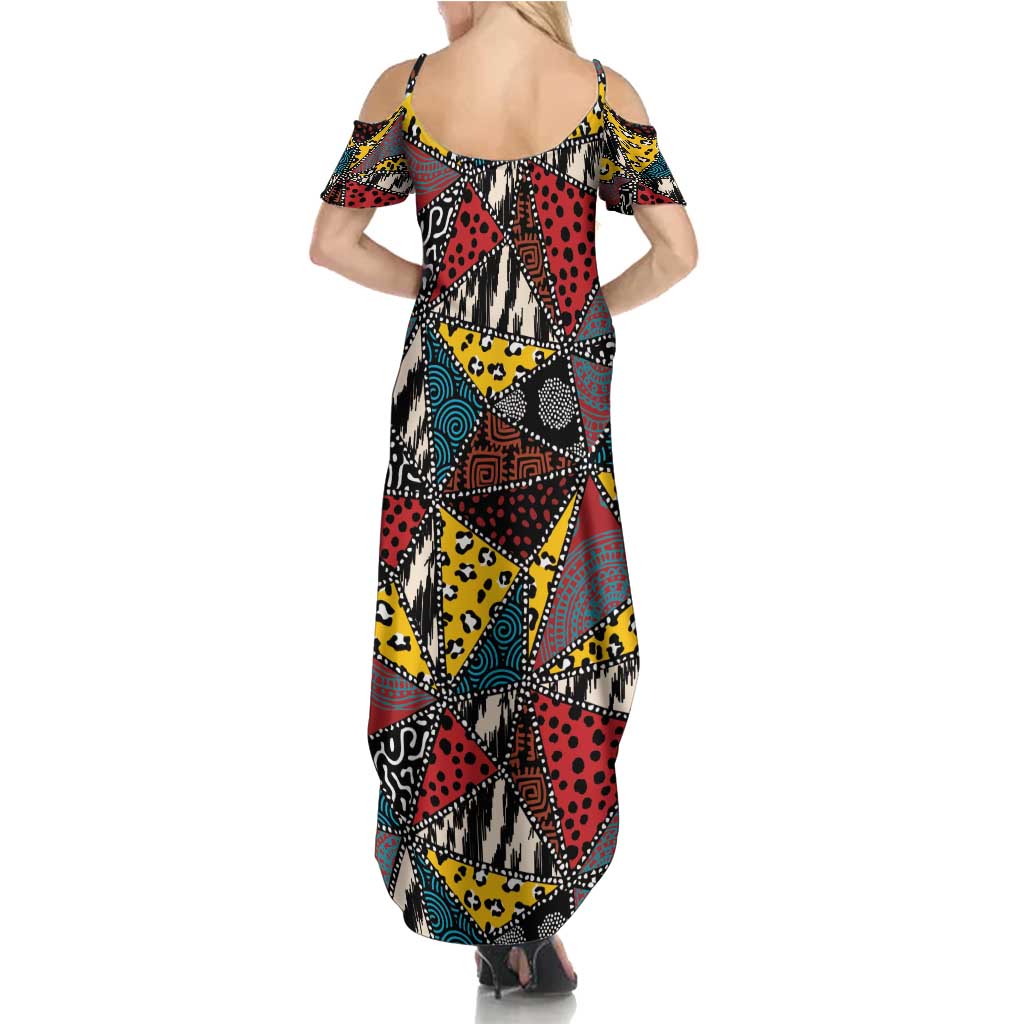 Wild Animal Skins Summer Maxi Dress Triangles Pattern Afro Pattern Style - Wonder Print Shop