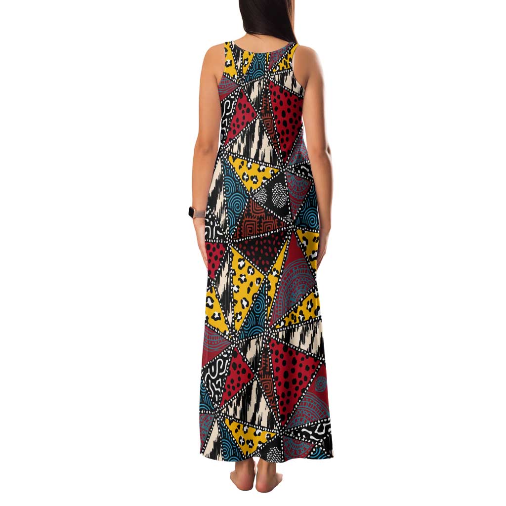 Wild Animal Skins Tank Maxi Dress Triangles Pattern Afro Pattern Style - Wonder Print Shop