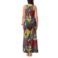 Wild Animal Skins Tank Maxi Dress Triangles Pattern Afro Pattern Style - Wonder Print Shop