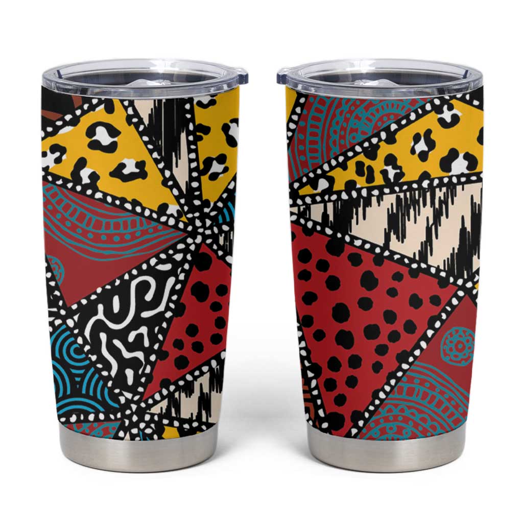 Wild Animal Skins Tumbler Cup Triangles Pattern Afro Pattern Style - Wonder Print Shop