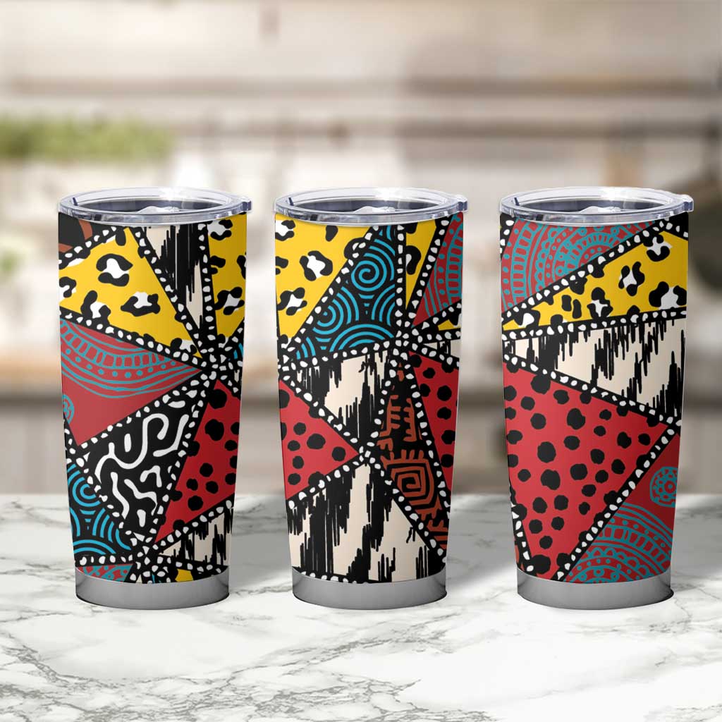 Wild Animal Skins Tumbler Cup Triangles Pattern Afro Pattern Style - Wonder Print Shop