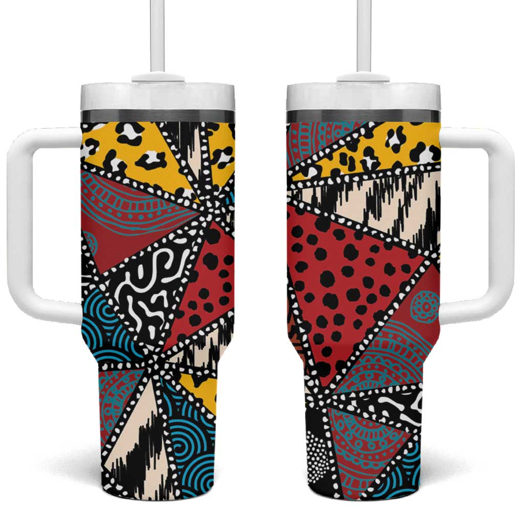 Wild Animal Skins Tumbler With Handle Triangles Pattern Afro Pattern Style - Wonder Print Shop