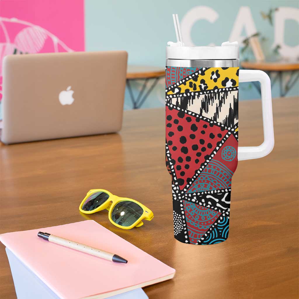 Wild Animal Skins Tumbler With Handle Triangles Pattern Afro Pattern Style - Wonder Print Shop