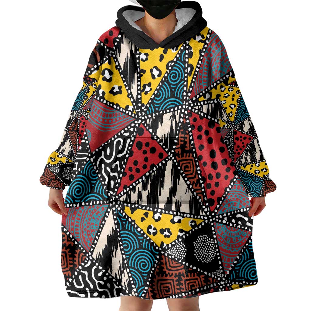 Wild Animal Skins Wearable Blanket Hoodie Triangles Pattern Afro Pattern Style - Wonder Print Shop