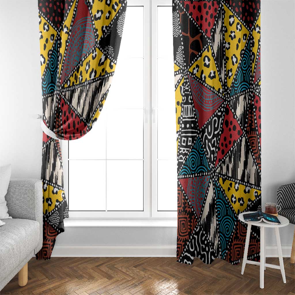 Wild Animal Skins Window Curtain Triangles Pattern Afro Pattern Style - Wonder Print Shop