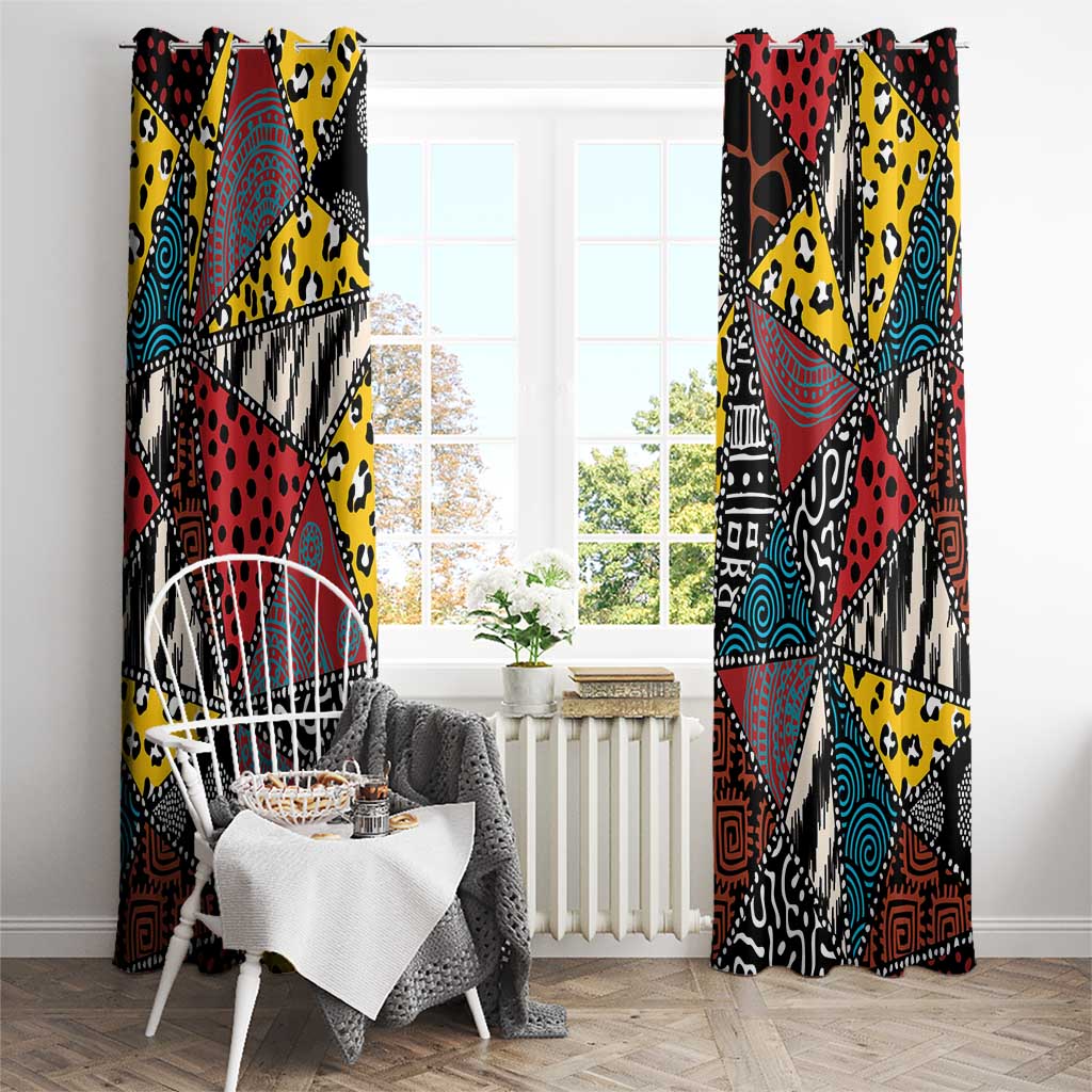 Wild Animal Skins Window Curtain Triangles Pattern Afro Pattern Style - Wonder Print Shop