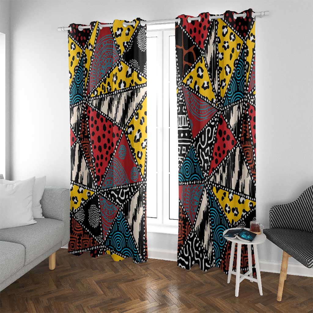 Wild Animal Skins Window Curtain Triangles Pattern Afro Pattern Style - Wonder Print Shop