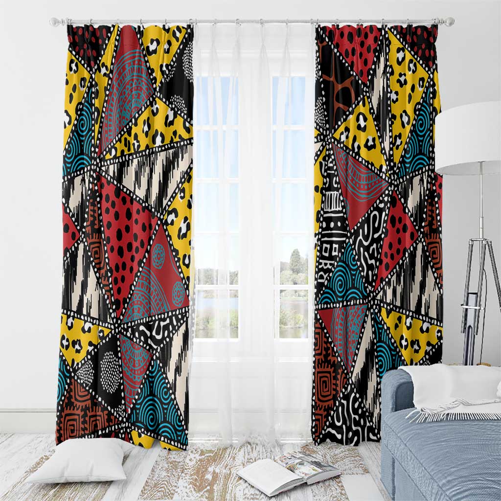 Wild Animal Skins Window Curtain Triangles Pattern Afro Pattern Style - Wonder Print Shop