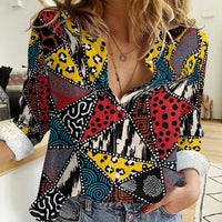 Wild Animal Skins Women Casual Shirt Triangles Pattern Afro Pattern Style - Wonder Print Shop