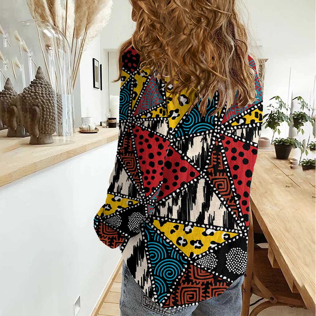 Wild Animal Skins Women Casual Shirt Triangles Pattern Afro Pattern Style - Wonder Print Shop
