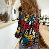 Wild Animal Skins Women Casual Shirt Triangles Pattern Afro Pattern Style - Wonder Print Shop