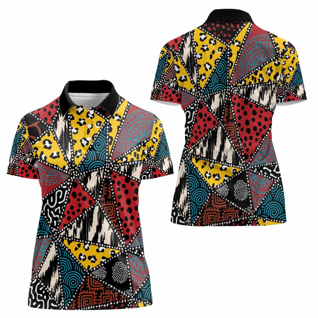 Wild Animal Skins Women Polo Shirt Triangles Pattern Afro Pattern Style - Wonder Print Shop