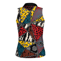 Wild Animal Skins Women Sleeveless Polo Shirt Triangles Pattern Afro Pattern Style - Wonder Print Shop