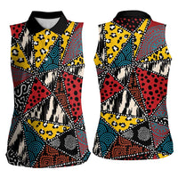 Wild Animal Skins Women Sleeveless Polo Shirt Triangles Pattern Afro Pattern Style - Wonder Print Shop