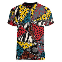 Wild Animal Skins Women V-Neck T-Shirt Triangles Pattern Afro Pattern Style - Wonder Print Shop