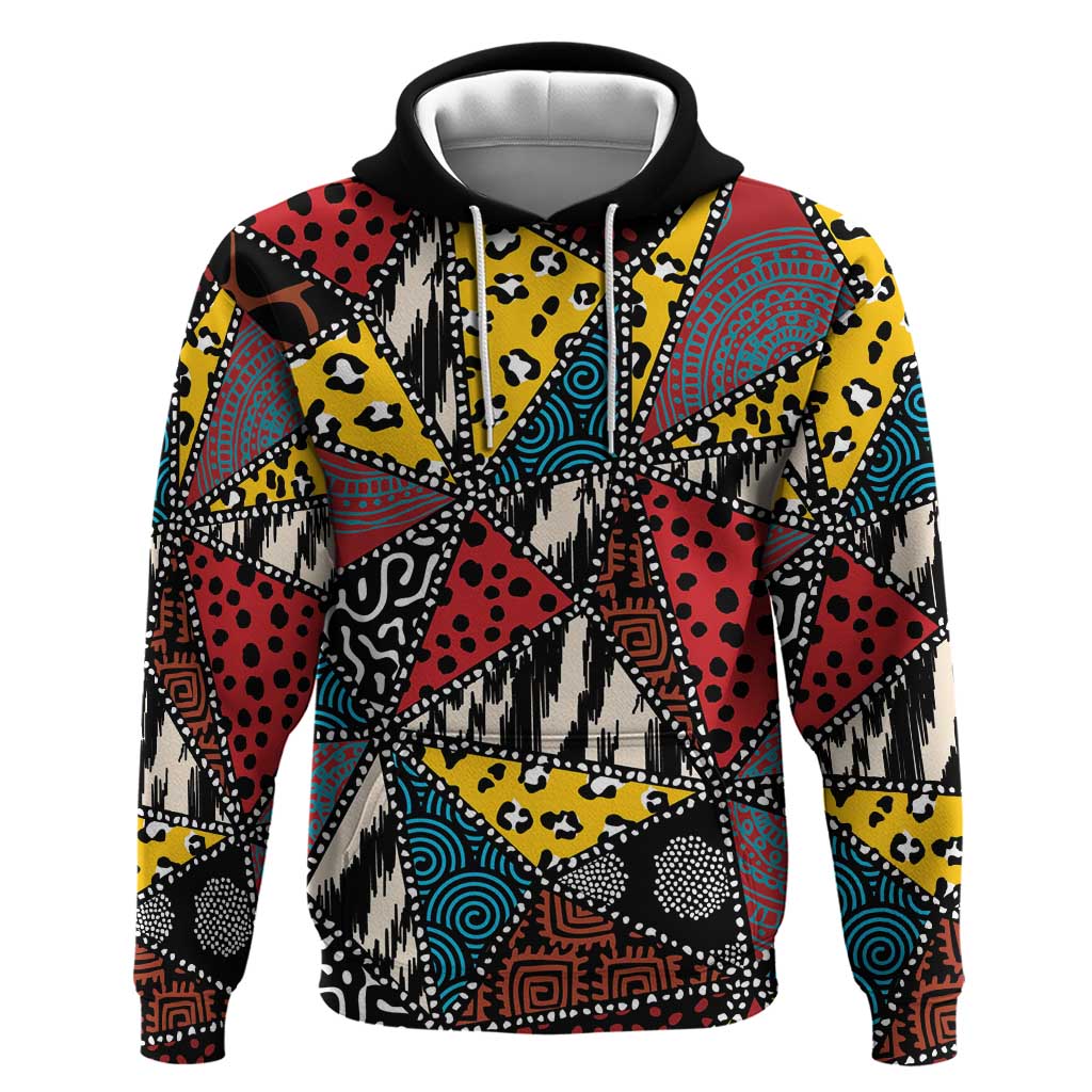 Wild Animal Skins Zip Hoodie Triangles Pattern Afro Pattern Style - Wonder Print Shop