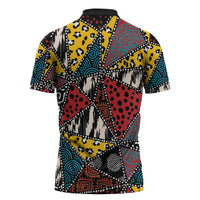 Wild Animal Skins Zipper Polo Shirt Triangles Pattern Afro Pattern Style - Wonder Print Shop