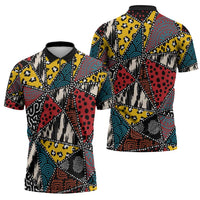 Wild Animal Skins Zipper Polo Shirt Triangles Pattern Afro Pattern Style - Wonder Print Shop