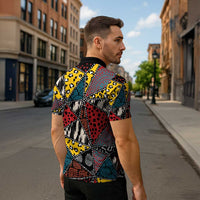 Wild Animal Skins Zipper Polo Shirt Triangles Pattern Afro Pattern Style - Wonder Print Shop