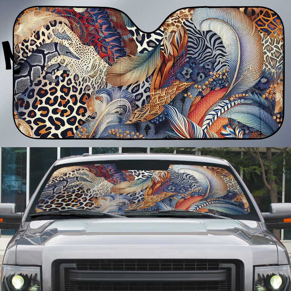 Wild Animal Skins Auto Sun Shade Unique Leopard Zebra And Snake Patterns - Wonder Print Shop