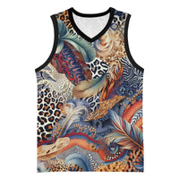 Wild Animal Skins Basketball Jersey Unique Leopard Zebra And Snake Patterns - Wonder Print Shop